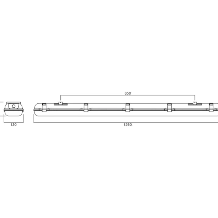 NVC Lighting Alaska LED armatur, 2xT8 LED rør, 126 cm