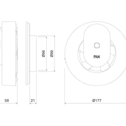 Pax Calima badventilator, app styring, Ø100 mm, hvid