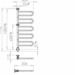 Pax Flex U håndklædetørrer, el, 45,4x115,3 cm, rustfrit stål