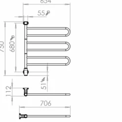 Pax Flex U håndklædetørrer, el, 65,4x75 cm, sort