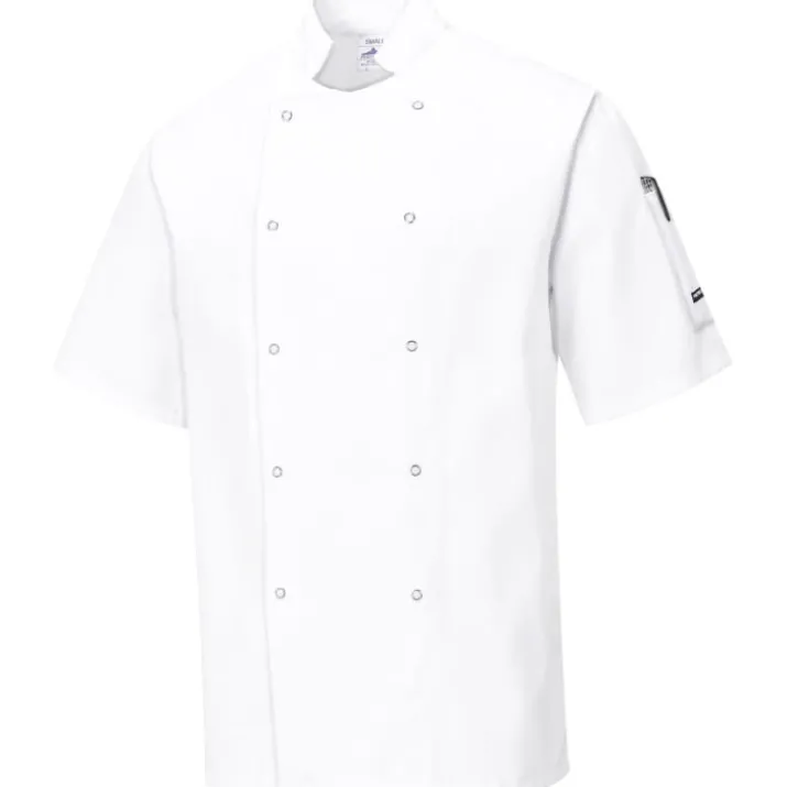 Portwest kokkejakke med korte ærmer, hvid, str. 2XL