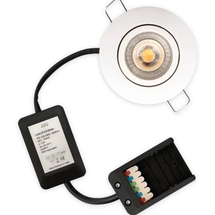 Scan Products Luna Low Profile 2.0 indbygningsspot, 2700K, mat hvid, 6 stk