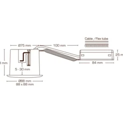Scan Products Luna Quick Install indbygningsspot, 2700K, børstet aluminium, 10-pak