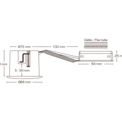 Scan Products Luna Quick Install udendørs indbygningsspot, 2700K, sort