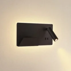 SLV Somnila USB væglampe, sort, venstre