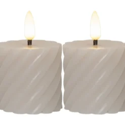 Star Trading Flamme Swirl LED bloklys, batteri, beige