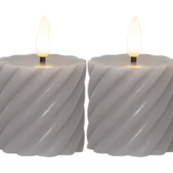 Star Trading Flamme Swirl LED bloklys, batteri, grå