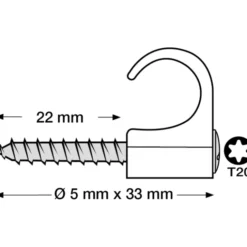 100 stk Tillex skrueclips rund, TX20, 100 stk, 7-10/33 mm, hvid