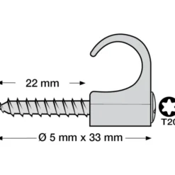 100 stk Tillex skrueclips rund, TX20, 7-10/33 mm, grå