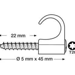 50 stk Tillex skrueclips rund, TX20, 18-22/40 mm, hvid