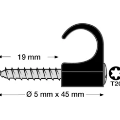 500 stk Tillex skrueclips rund, TX20, 22-26/45 mm, sort