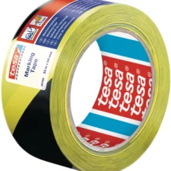 Tesa advarselstape, gul/sort, 33 meter