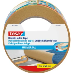 Tesa dobbeltklæbende lærredstape, 50 mm, 25 meter