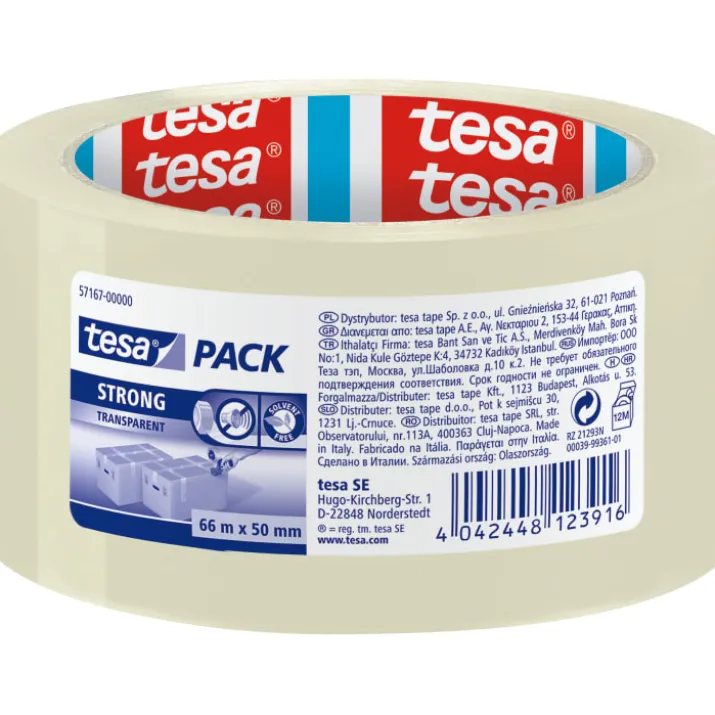 Tesa emballagetape, klar, regulær, 50 mm, 66 meter