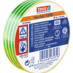 Tesa isoleringstape, gul/grøn, 19 mm, 20 meter