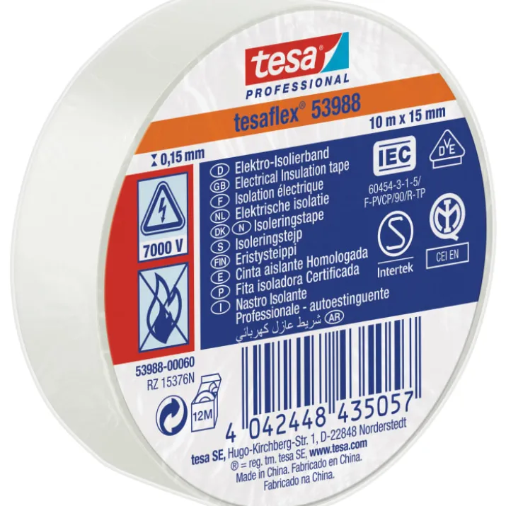 Tesa isoleringstape, hvid, 15 mm, 10 meter