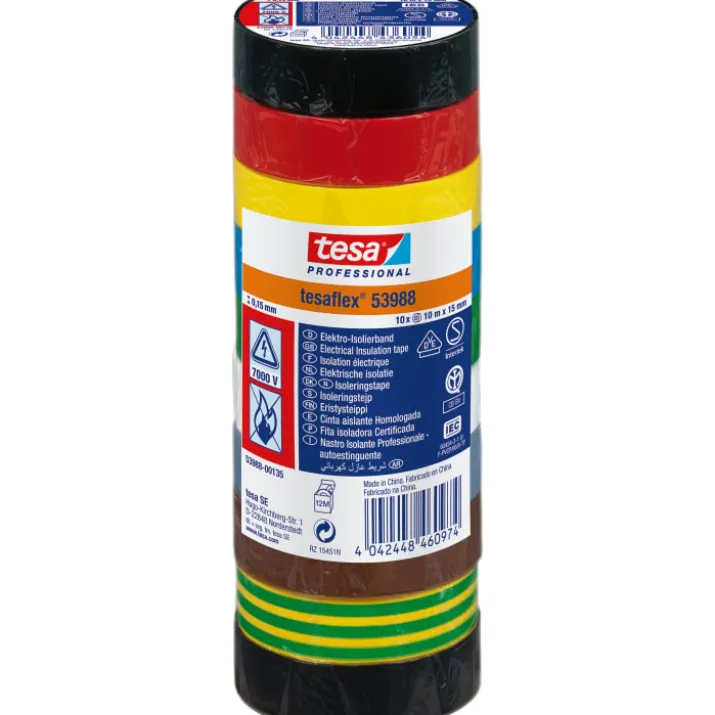 Tesa isoleringstape, mixpakke, 10 mm, 15 meter, 10 ruller
