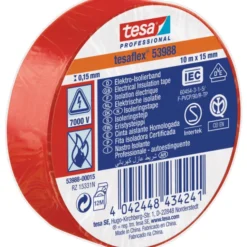 Tesa isoleringstape, rød, 15 mm, 10 meter