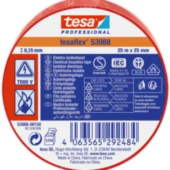 Tesa isoleringstape, rød, 25 mm, 25 meter
