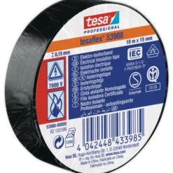 Tesa isoleringstape, sort, 15 mm, 10 meter