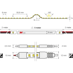 The Light Group Mono 2.0 udendørs LED strip, 5 meter, 2700K, IP54, 860lm