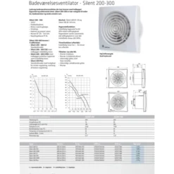 Thermex Silent 300CHRZ badventilator, fugtstyring, timer, Ø150 mm, hvid