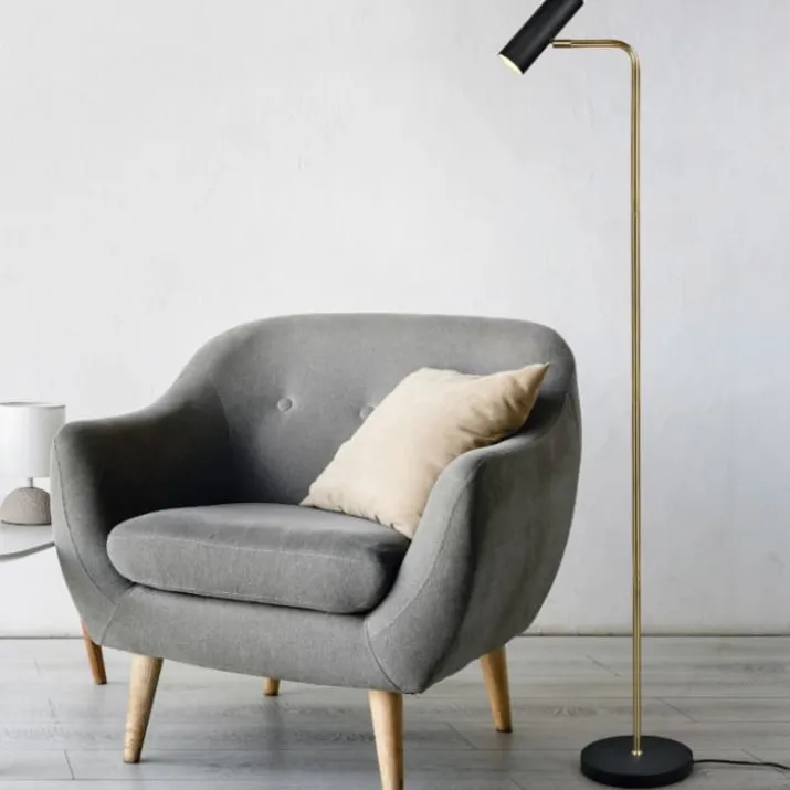 Trio Lighting Marley gulvlampe, messing