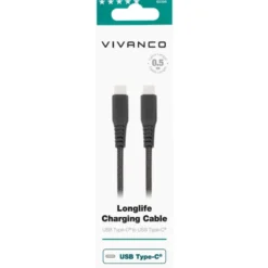 Vivanco kabel USB-C til USB-C sort, 0,5 meter