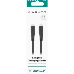 Vivanco kabel USB-C til USB-C sort, 1,5 meter