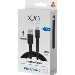 Vivanco Longlife USB-C/USB-A kabel, 0,5 meter