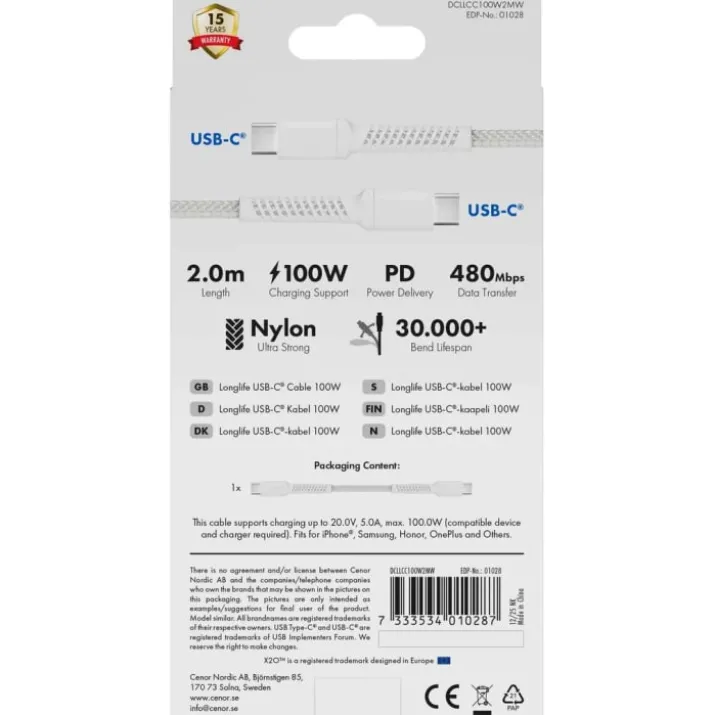 Vivanco oplader lightning/USB-C - 1,2 meter
