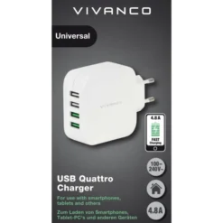 Vivanco opladerstik til 4 stk. USB-A med Smart IC, 24W