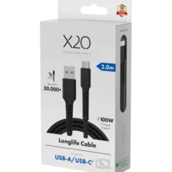 Vivanco USB-A til USB-C kabel, 2 meter, 60W