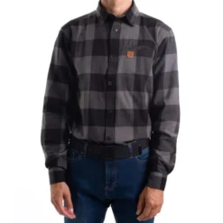 Westborn skovmandsskjorte, mørkegrå/sort, str. 2XL