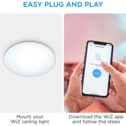 Wiz Superslim plafond, justerbar hvid, hvid, Ø43 cm